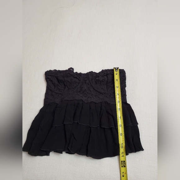 Free People Adella Corset Cami Black Lace Tiered Strapless Crop Top Size XS Boho - Picture 11 of 11